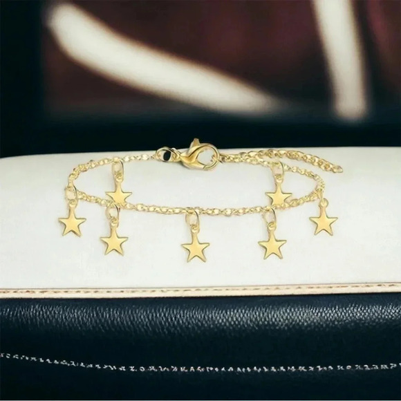Gold Star Charm Anklet Bracelet - Picture 5 of 5